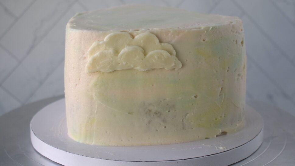 libra heart cake with clouds