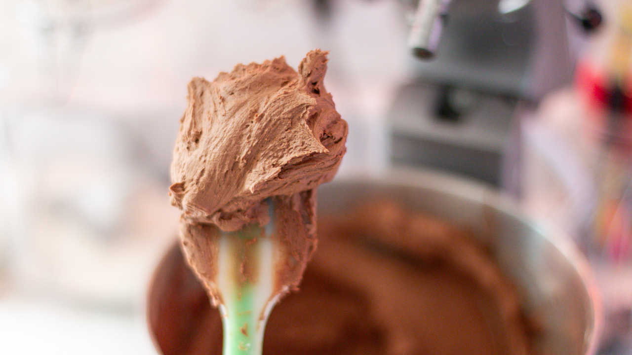 chocolate buttercream with cocoa powder