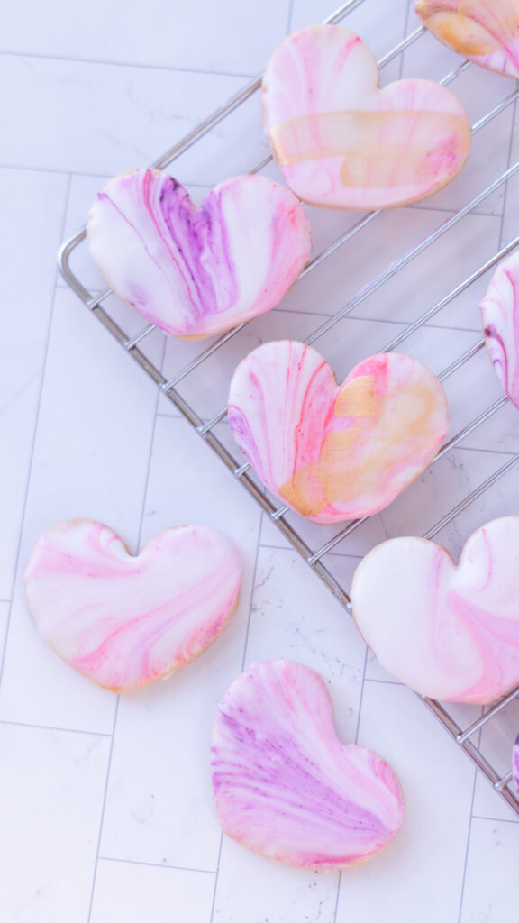 purple marble sugar cookie heart