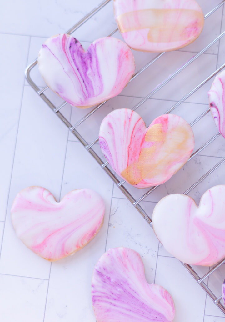 purple marble sugar cookie heart