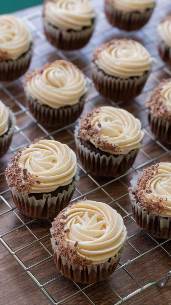 Guinness cupcakes with baileys frosting