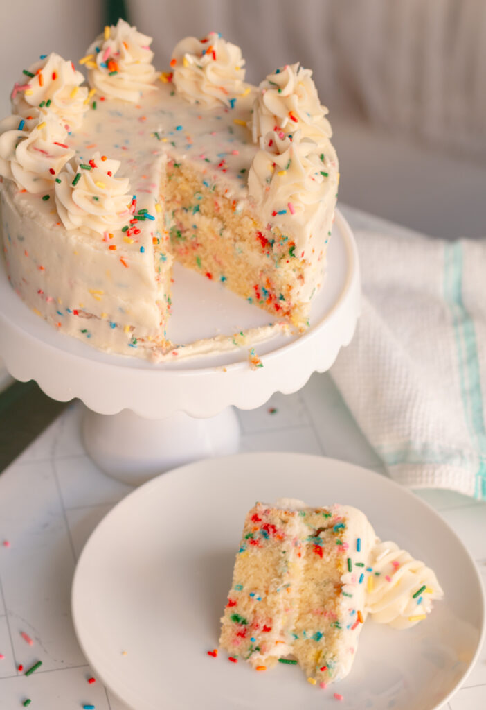 Small batch vanilla confetti cake