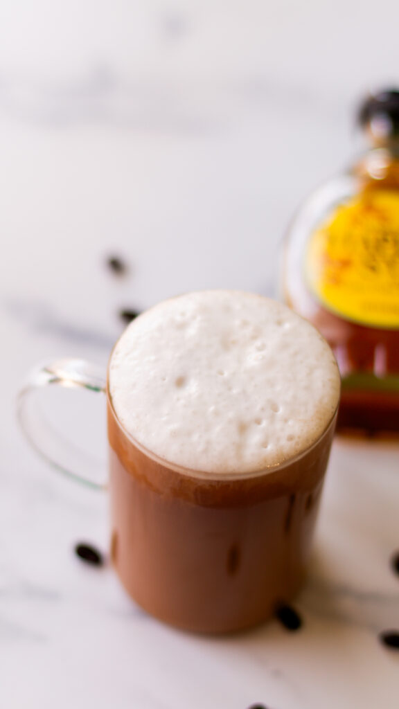 iced coffee with maple cold foam