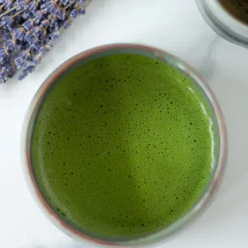 iced matcha latte with lavender cold foam