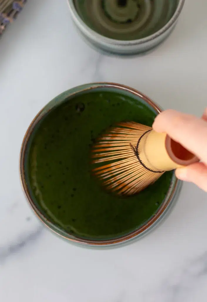 iced matcha latte with lavender cold foam