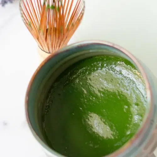 iced matcha latte with lavender cold foam