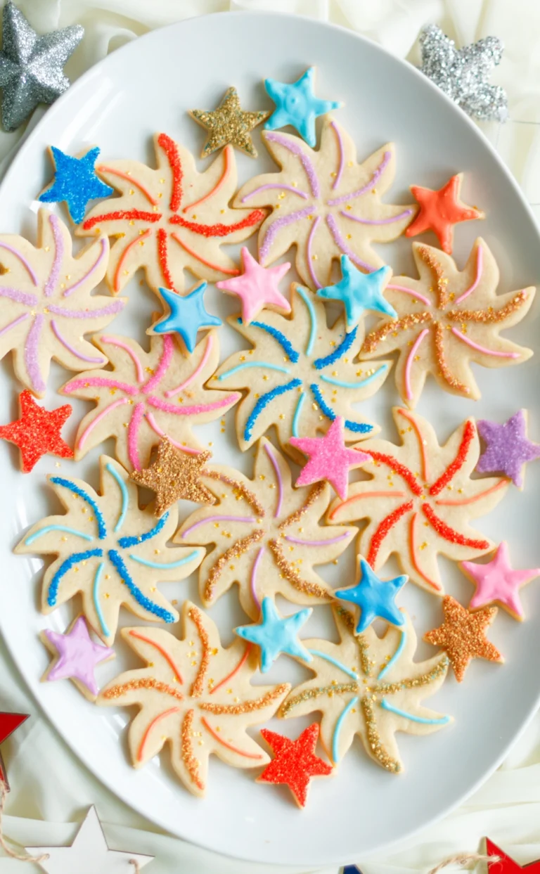 Firework Sugar Cookies (Tutorial and Recipe)